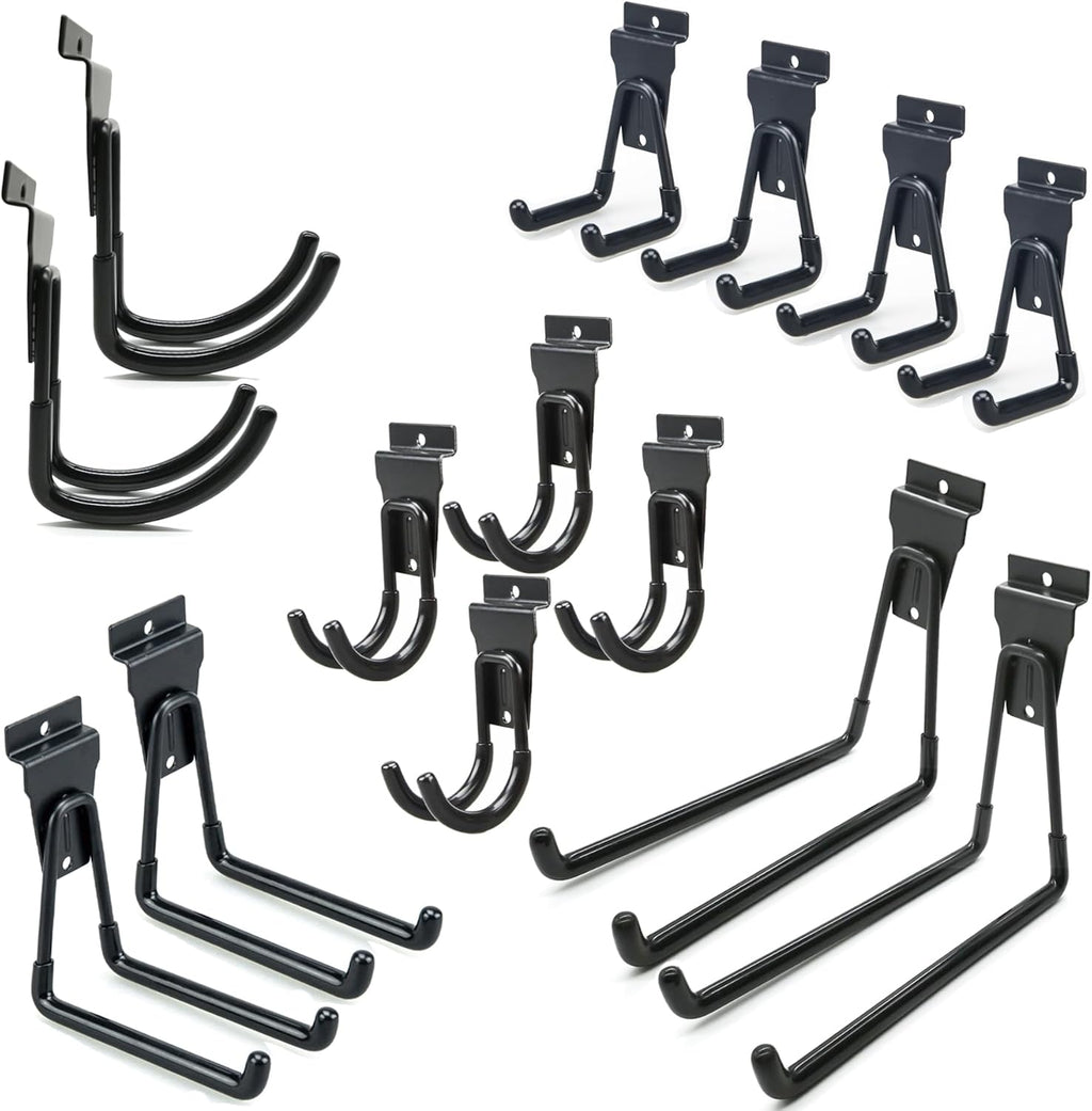 Proslat Heavy Duty Slatwall Hooks - 14 Pack Multi-Size Garage Wall Organizer for Efficient Storage