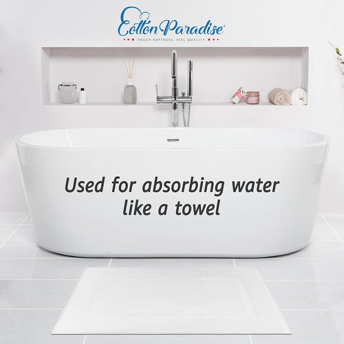 Cotton Paradise 100% Cotton Bath Mats - Soft, Absorbent, Quick-Dry | Set of 2, 20x34 Inches, White