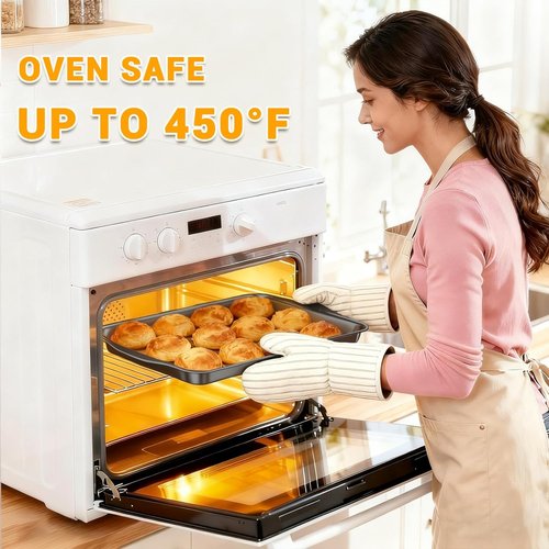 Carbon Steel Baking Pan Set by [Brand Name] | Nonstick 17-Inch Cookie Sheets - Rust & Warp Resistant, Easy Clean