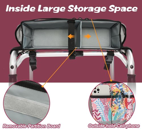 EXLIFBAG Walker Bag - Folding Design with Cup Holder | Essential Accessories for Seniors