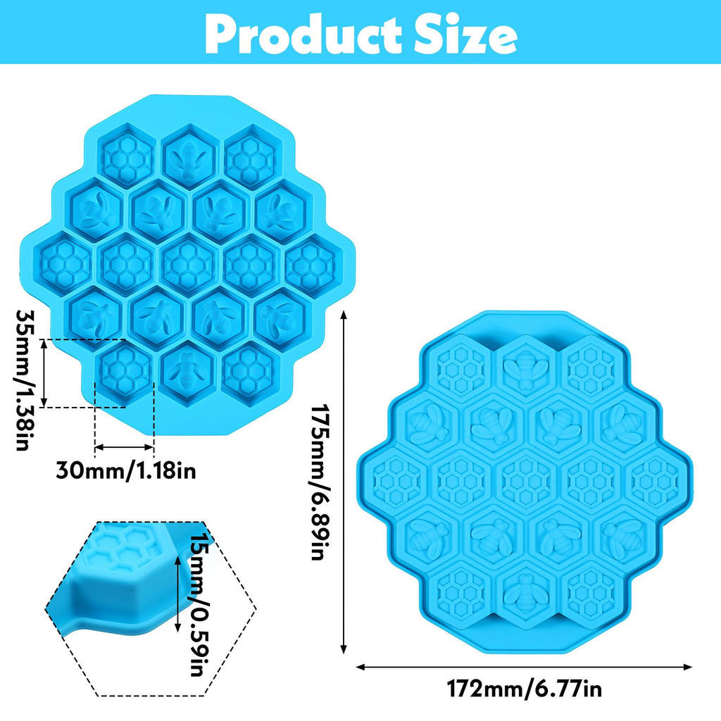 Versatile Honey Comb Silicone Mold, 19 Cavity Bee Silicone Mold for Baking, Reusable Non-Stick Gummy Molds for Candy, Chocolate, Jelly, Ice Cube