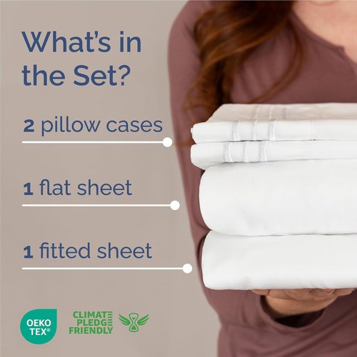 Comfy 4-Piece Sheet Set | Breathable & Cooling Hotel Luxury Bedding - Ultra-Soft, Deep Pockets - Oeko-Tex Certified - White