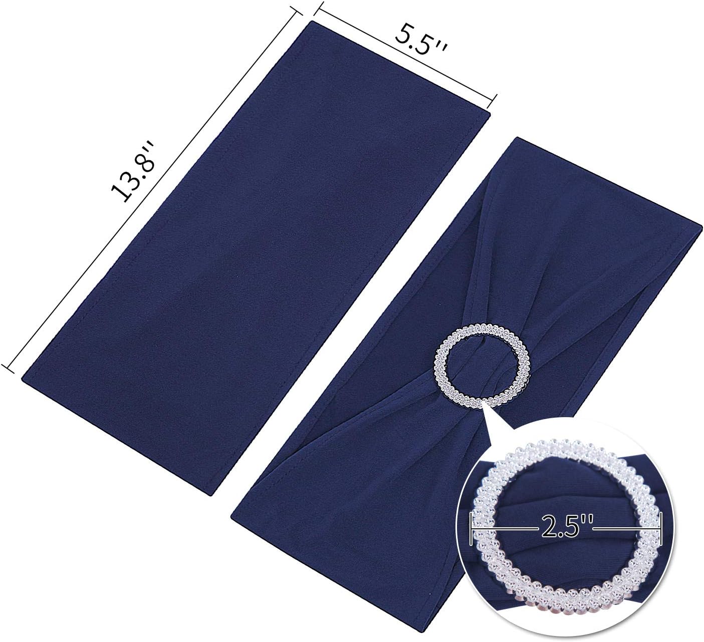 Peomeise Navy Spandex Chair Sashes - 25pcs with Buckle Slider for Elegant Wedding & Party Decor