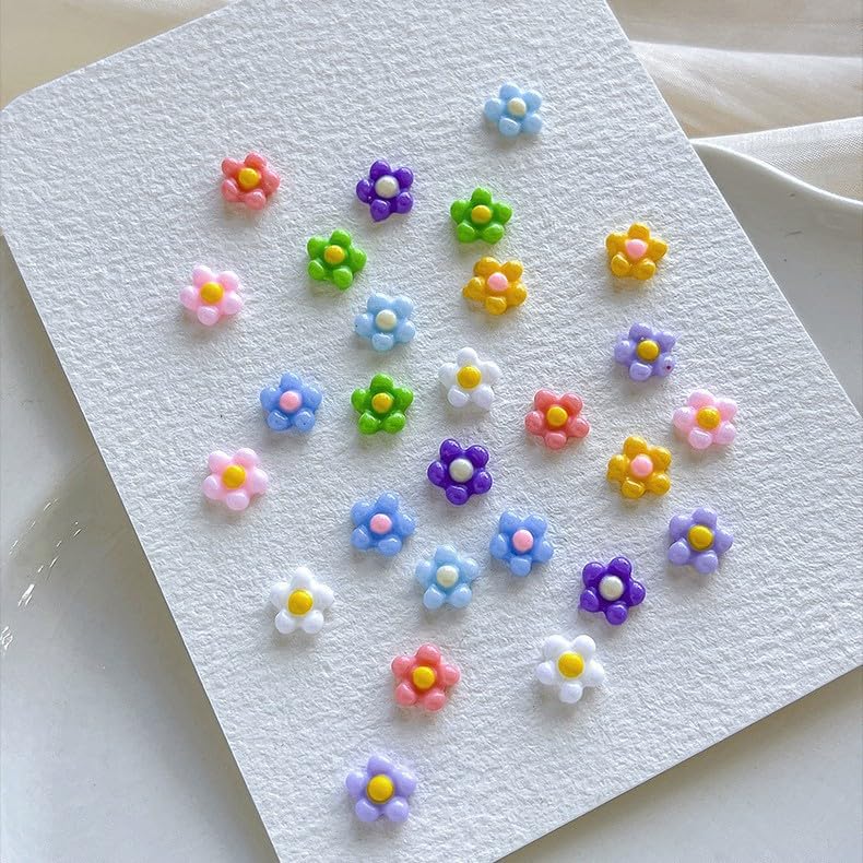 300Pcs Colorful Flower Nail Charms 3D Resin Floral Rhinestones for DIY Nail Art