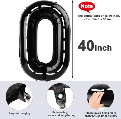 Balloon Numbers - 40 Inch Black Number Balloons for 5th Birthday & Wedding Decor | 5 Pack
