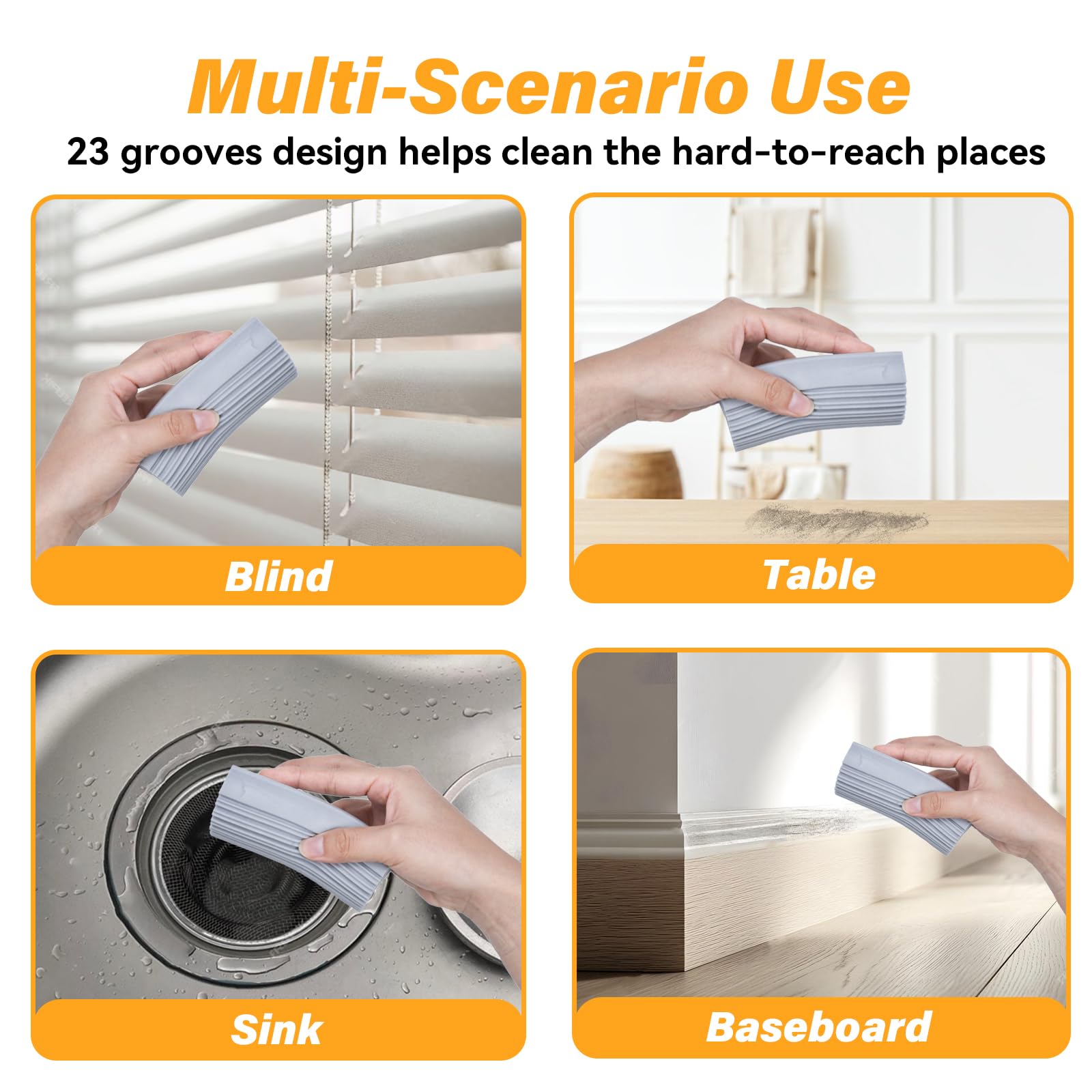 YFUIF 4 Pack Damp Clean Duster Sponge, Magic Sponge Eraser for Household Cleaning, Reusable Dusters Cleaning Supplies for Housekeeping, Dish, Blinds, Glass, Baseboards,Window Track Grooves and Faucets