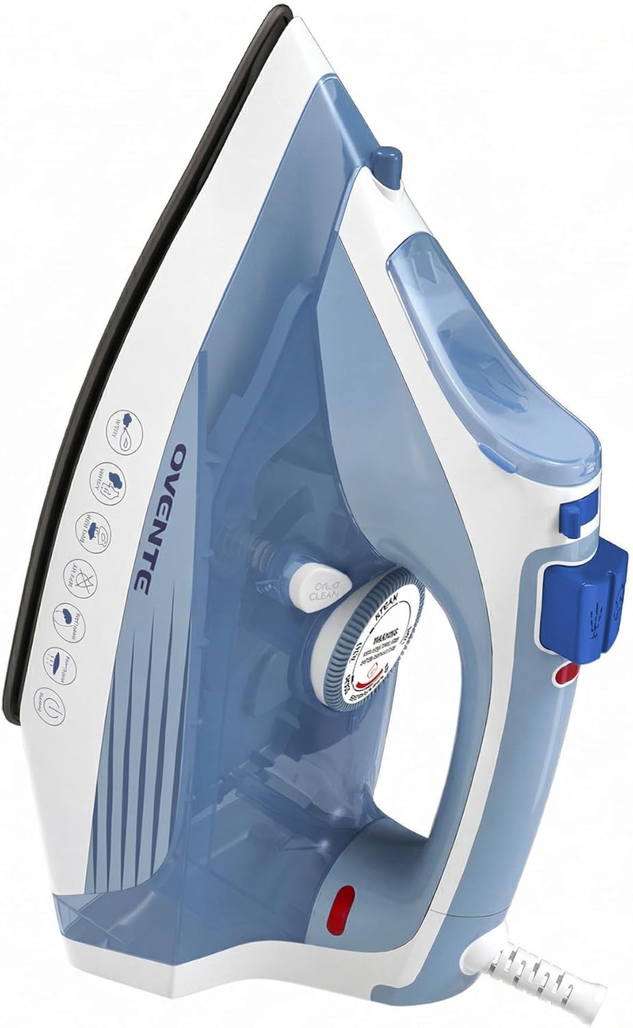 OVENTE Steam Iron - 1200W Non-Stick Ceramic Soleplate, Auto Shutoff & Self-Cleaning, Blue | 11.83oz Water Tank