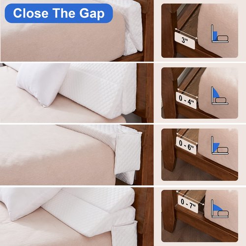 EUHAMS Twin Size Bed Wedge Pillow - Bed Gap Filler Mattress Wedge Headboard Pillow - Fill The Gap (0-7") Between Headboard and Mattress for Sleeping Backrest Pillow (39"x10"x6" White)
