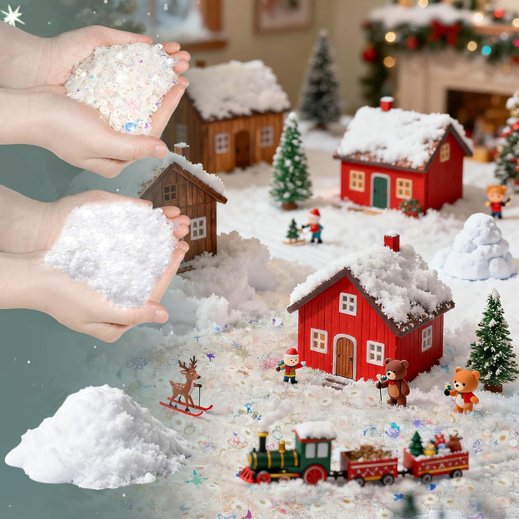 Warmtree Artificial Snow Decoration - Sparkling Fake Snow Powder for Christmas | 200g Gift Filler