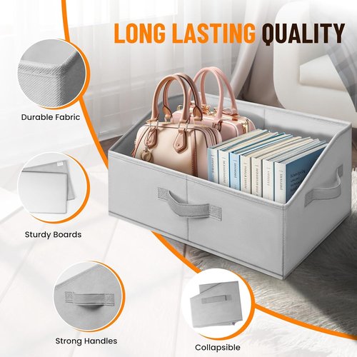 Criusia Closet Organizers | Large Collapsible Fabric Bins - 4 Pack for Home Storage & Organization