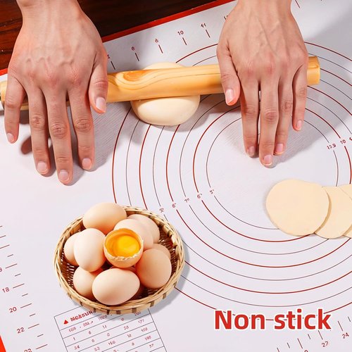 Large Silicone Baking Mat by [Brand Name] - 32 x 24 Red Pastry Mat with Measurement for Easy Dough Rolling