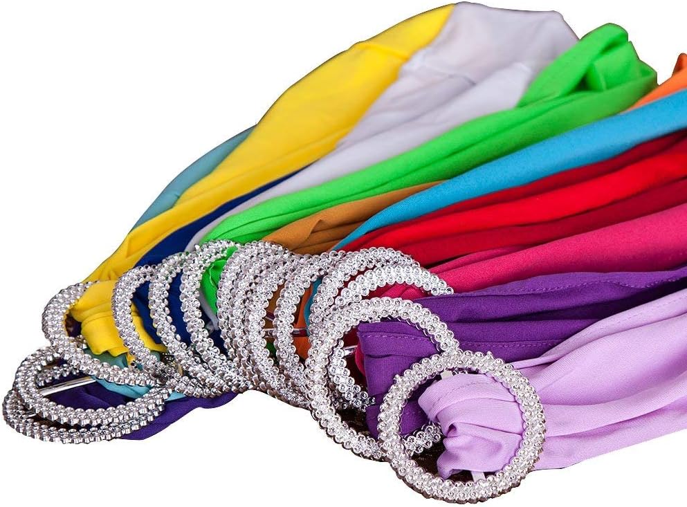 MDS Premium Spandex Chair Sashes - Stretchy Bow Covers with Buckle Slider | Pack of 50 - Light Purple