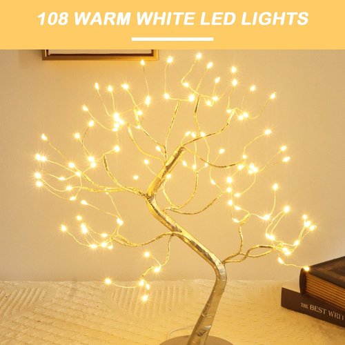 Fairy Light Tree | 108 LED Twinkle Spirit Tree Lamp - Battery/USB Operated with Timer & 8 Lighting Modes - Warm White