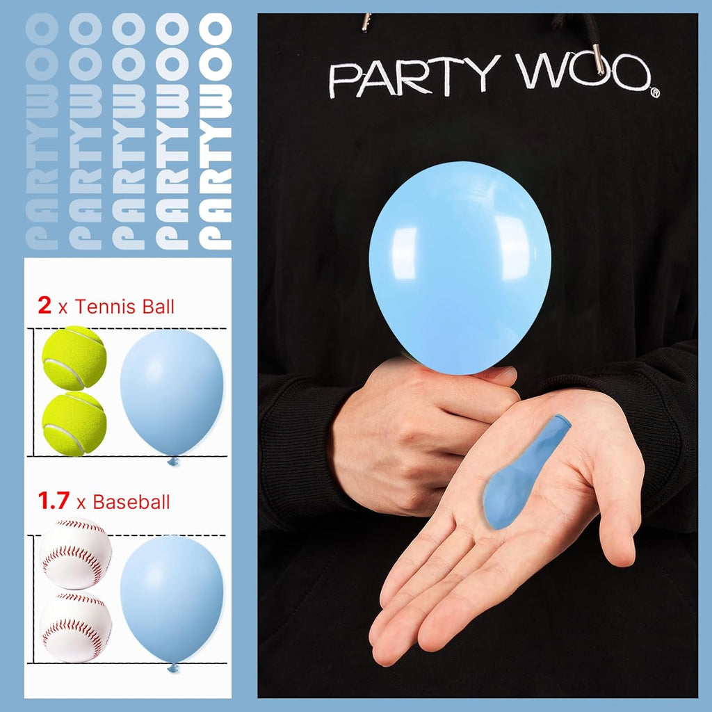 PartyWoo Light Blue Balloons - 100pcs Mini 5-Inch Pastel Aqua Balloons for Baby Showers & Parties