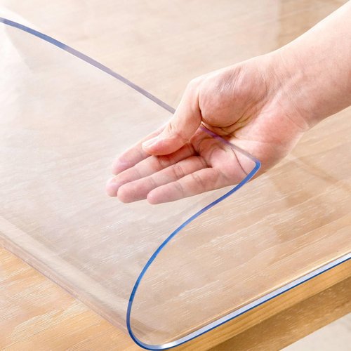 Eisdroma 48 x 72 Inch Clear Table Cover Protector, 2mm Thick Clear Table Protector for Dining Room Table, Plastic Table Cover, Waterproof Table Pad for Kitchen, Office