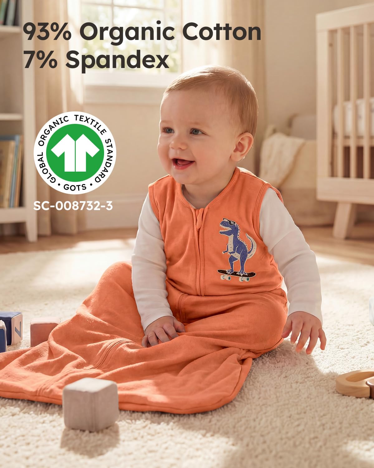 Yoofoss Baby Sleep Sack | 100% Organic Cotton Wearable Blanket for 12-18 Months | 2-Way Zipper, 3-Pack