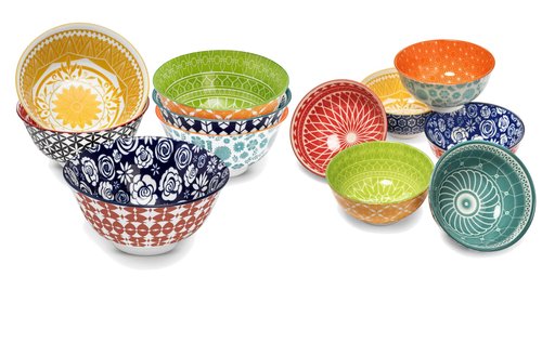Annovero Cereal Bowls, Dessert Cups | Kitchen Serving Dishes | Microwave Oven Safe | Colorful Porcelain Dinnerware