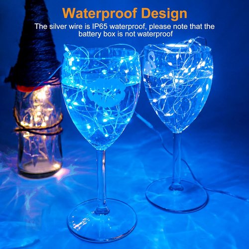 Btfarm Fairy Lights - 6 Pack Battery Operated 20 LED Twinkle Lights | Waterproof Mini Silver Wire for Mason Jars & Wedding Decor, Blue