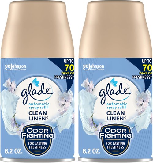 Glade Automatic Spray Air Freshener Refill - Clean Linen Scent | 6.2 Oz, 2 Count for Home & Bathroom