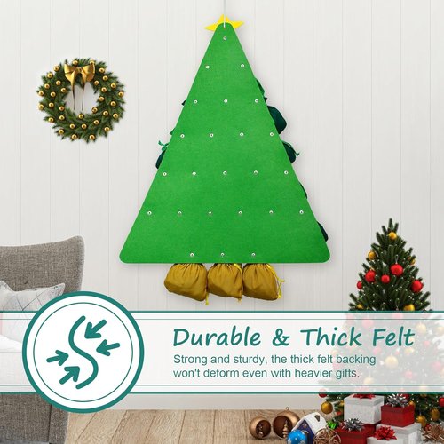 Cshare Christmas Advent Calendar - Reusable Hanging Tree Design with 24 Pockets for Countdown Decor