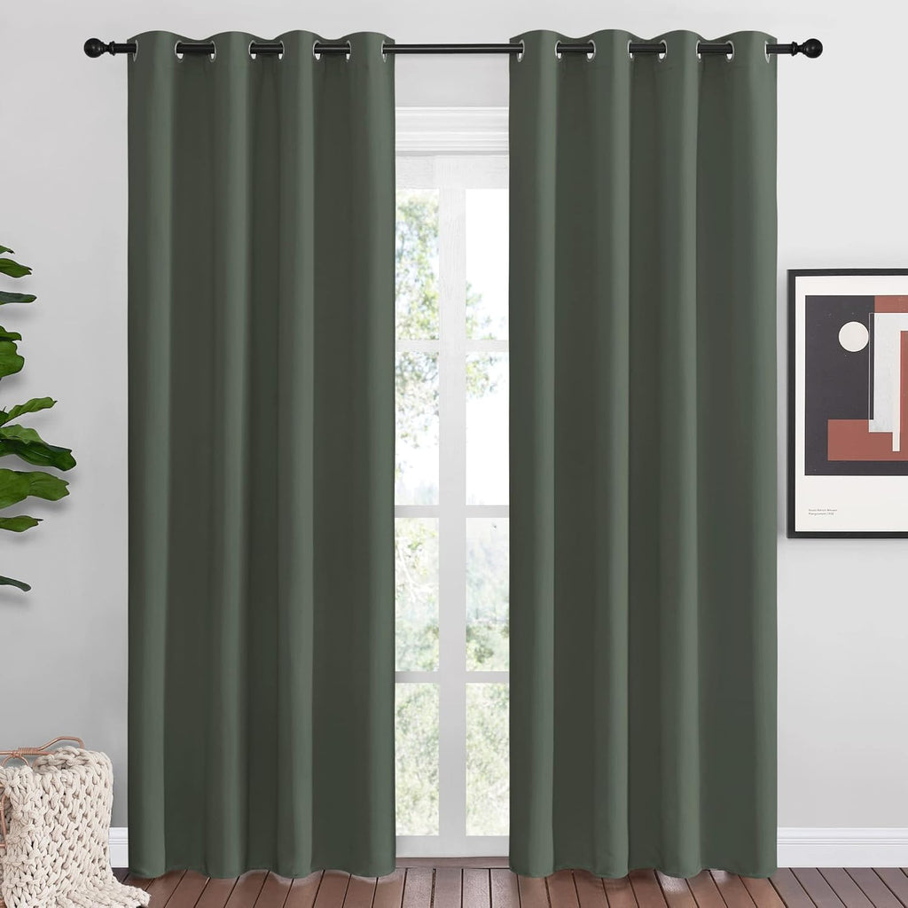 NICETOWN Blackout Curtains - Thermal Insulated Grommet Drapes for Living Room | 55 x 86 Inches, Dark Mallard (1 Pair)