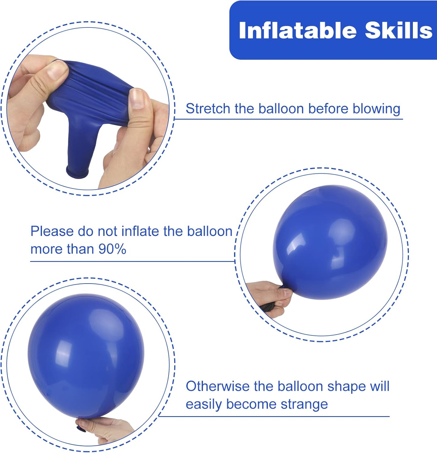 RUBFAC Royal Blue Balloons - 129-Piece Arch Kit | Various Sizes for Graduation, Birthday & Baby Showers