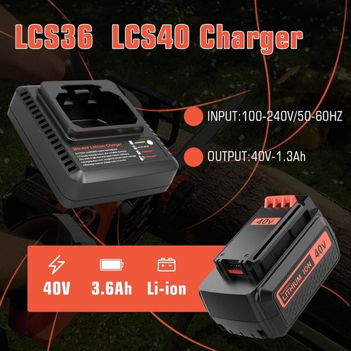 LBX2040 | 2-Pack 3600mAh Lithium-Ion Replacement Battery & Charger for Black & Decker 40V Tools - Orange