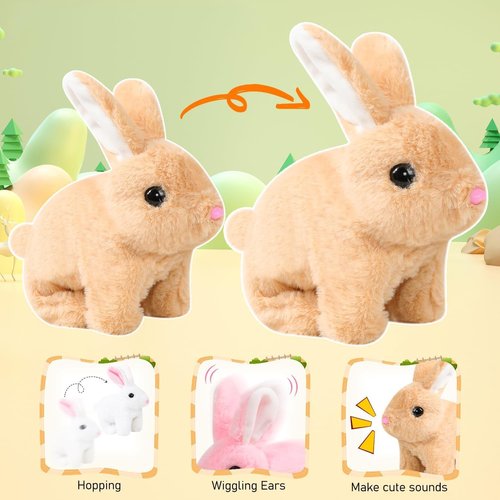 Bunby My Realistic Bunny Toy - Lifelike Movements, Hops & Twitches | Handmade Easter Gift (Brown)