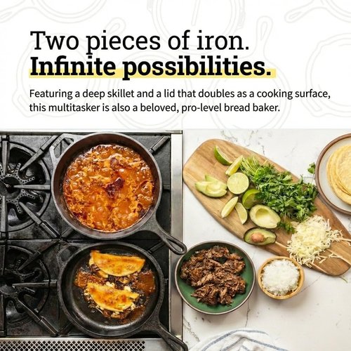 Lodge Cast Iron Combo Cooker - 2-in-1 PFAS-Free 3.2 Quart Deep Pot & 10.25 Inch Skillet Set - Perfect for Sourdough, Frying & Camping