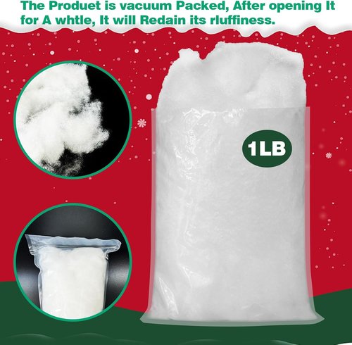 1LB Christmas Fake Snow by [Brand Name] - Soft Cotton Fluff for Indoor Decor | Ideal for Crafts & Holiday Displays