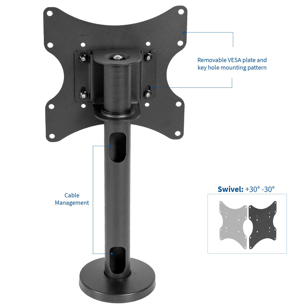 VIVO Swivel Bolt-Down TV Stand for 23 to 43 inch Screens, Desktop VESA Mount, Sturdy Tabletop TV Display STAND-TV00M2