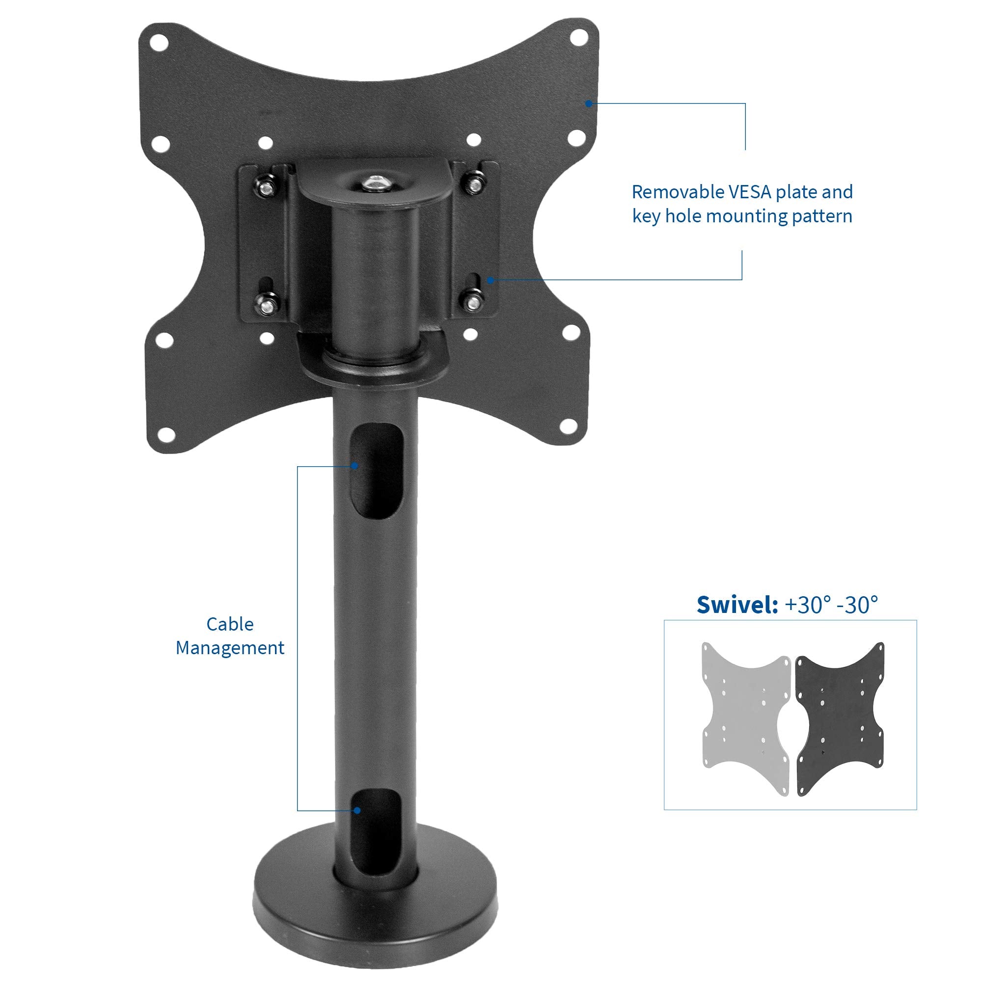 VIVO Swivel Bolt-Down TV Stand for 23 to 43 inch Screens, Desktop VESA Mount, Sturdy Tabletop TV Display STAND-TV00M2