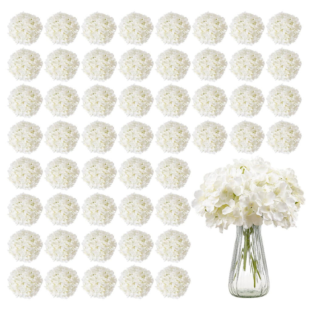 VEVOR Artificial Flowers, 205 pcs Real Looking White Silk Fake Hydrangea Bulk, White Faux Bridal Shower with Stems for DIY Wedding Bouquets, Home Centerpieces Arrangements, Party Tables Decorations