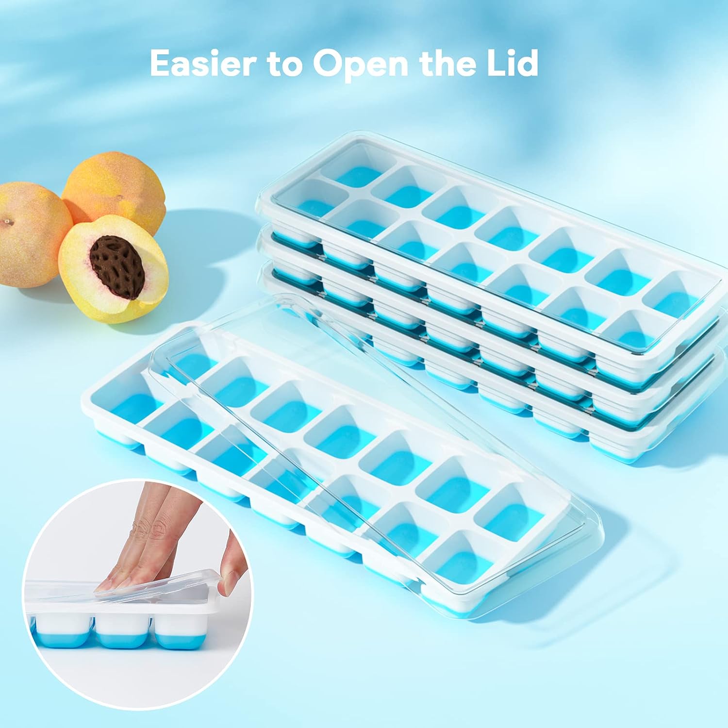 Airabc Silicone Ice Cube Trays - Easy-Release 14-Cube Design, BPA Free & Stackable | 4 Pack
