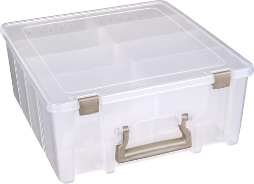 ArtBin Super Satchel Double Deep 3-Pack | Portable Art & Craft Organizers with Handles - Clear & Gold