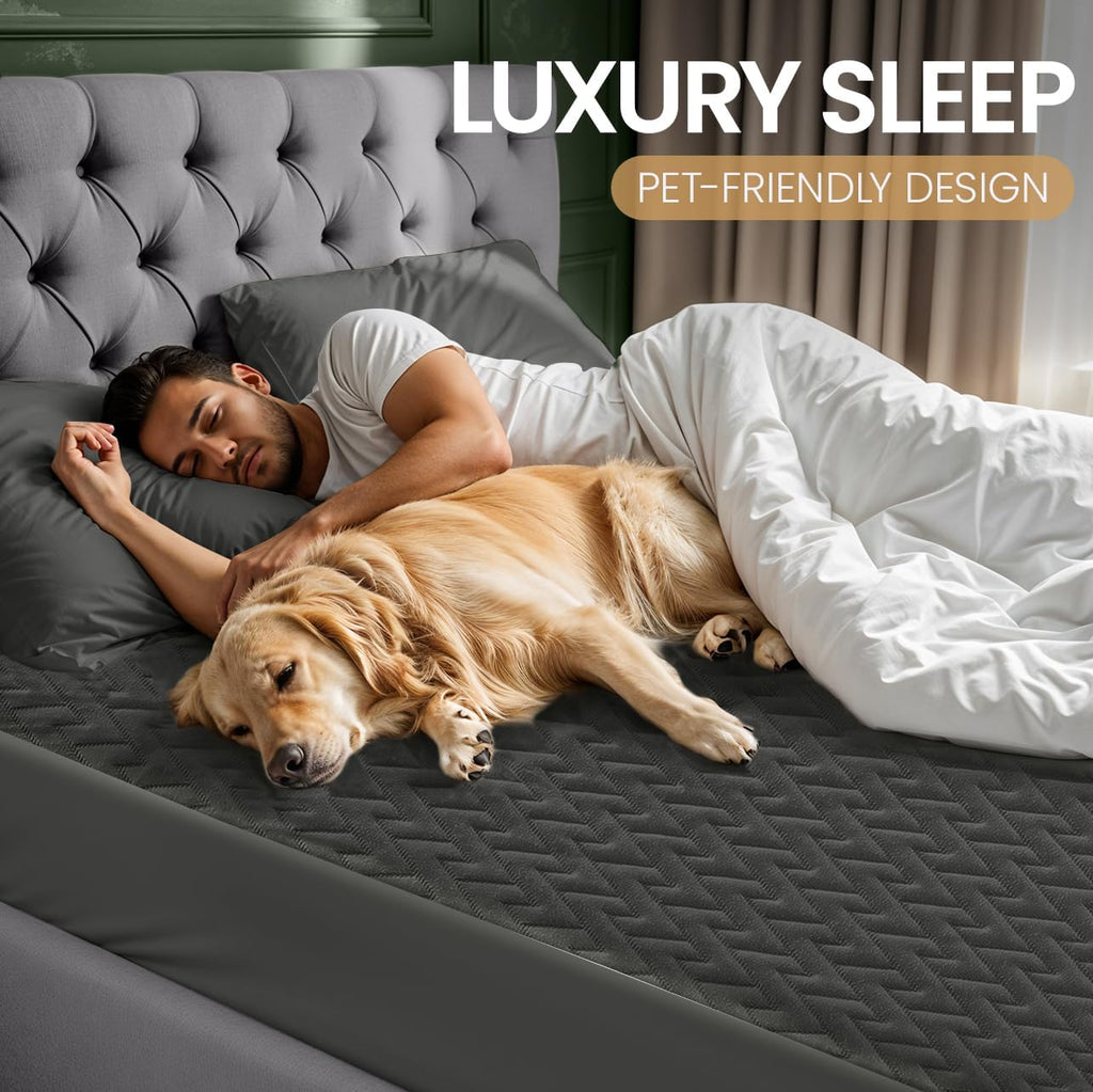 Utopia Bedding Waterproof Mattress Protector - Queen Size Gray | Premium 3D Air Soft Fabric, Fits 17" Deep