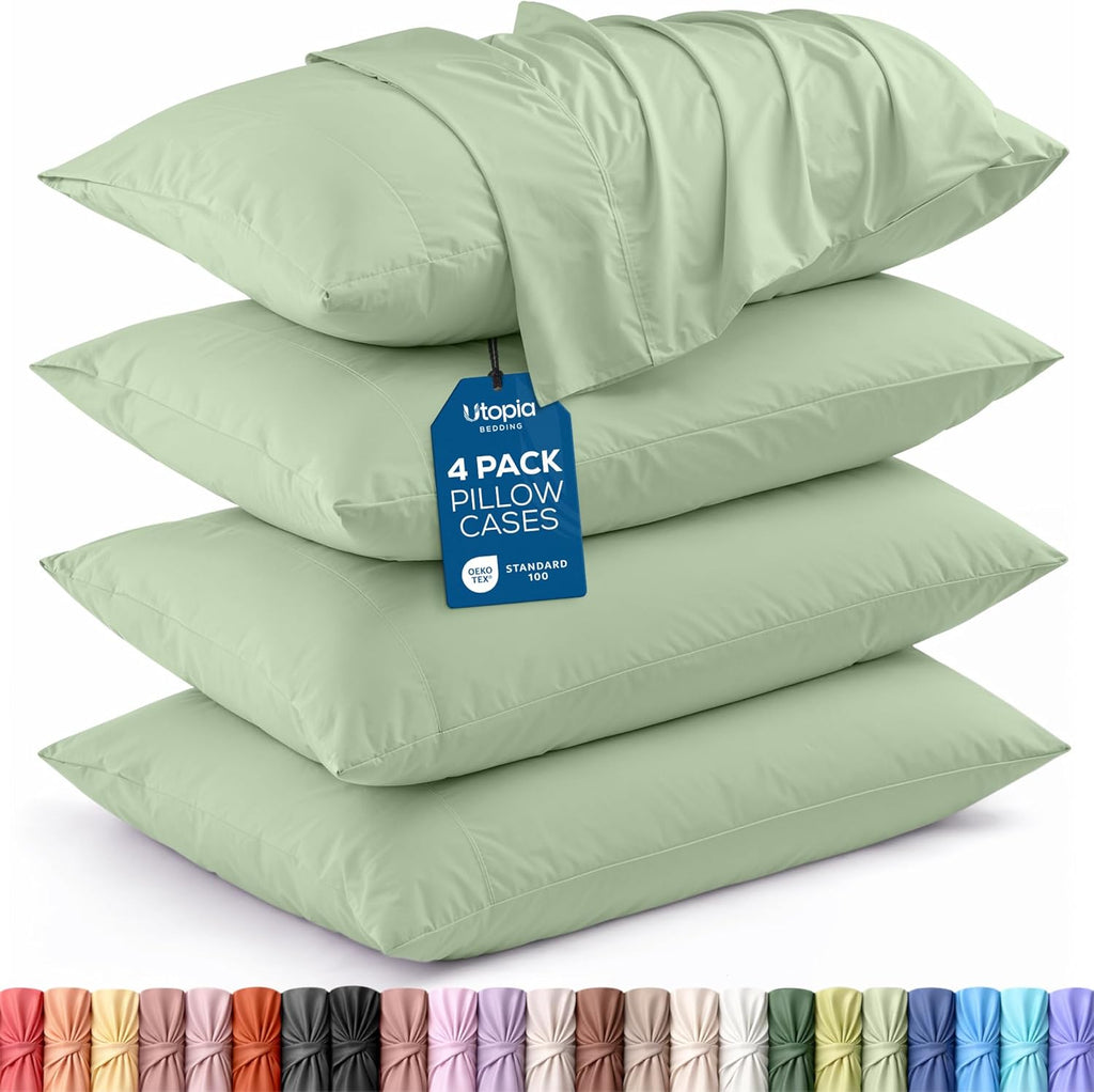 Utopia Bedding King Pillow Cases | 4 Pack - Soft Brushed Microfiber - Fade Resistant 20 x 40 Inches (Sage)