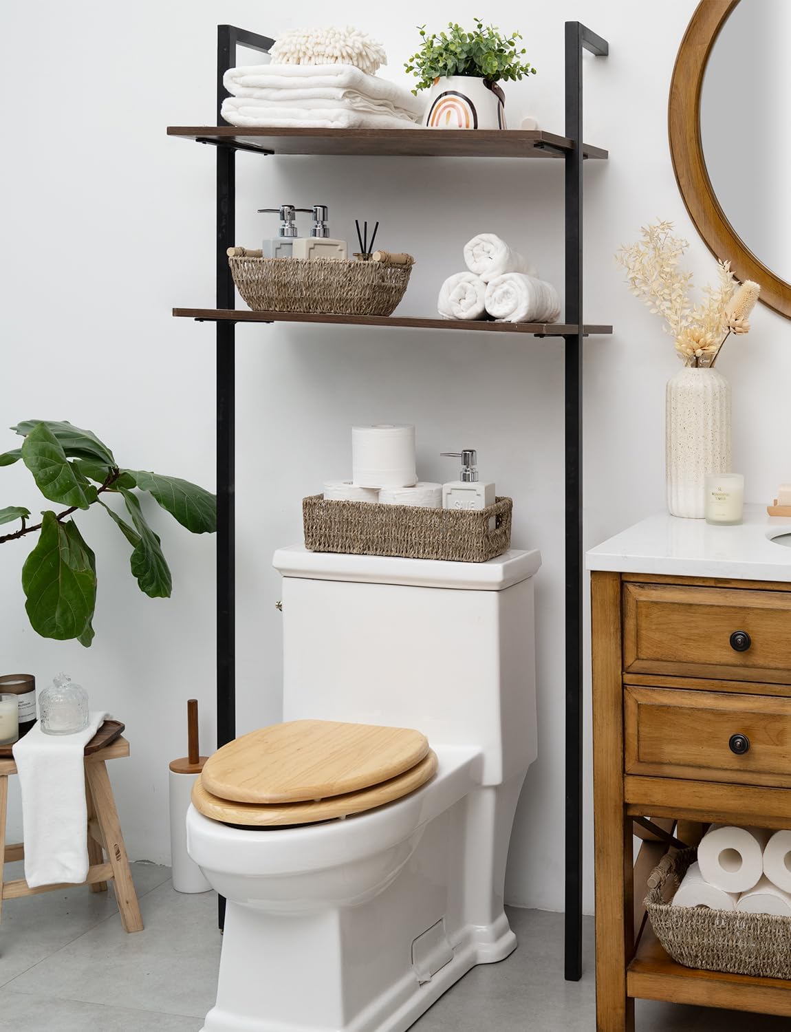 StorageWorks Seagrass Baskets - Stylish Bathroom Decor Box with Handles | 14.25"L x 6.5"W x 3.75"H