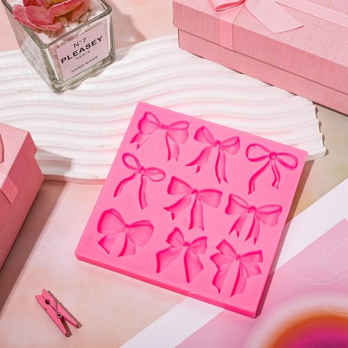JarThenaAMCS Bow Fondant Mold Bowknot Silicone Mold Bow Coquette Chocolate Candy Mould For Kitchen Baking Crafts Birthday Baby Shower Party Decor Supplies