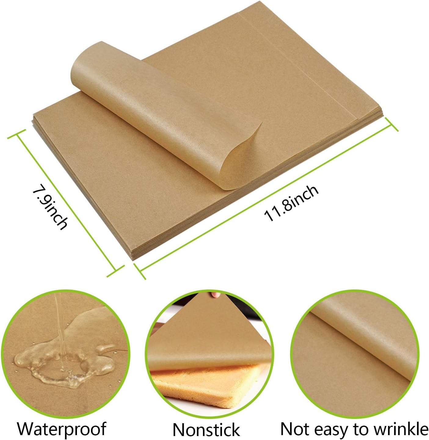 QYH Parchment Paper Sheets - 300 Unbleached Precut Baking Sheets, 8x12 Inches for Cookies & Cooking