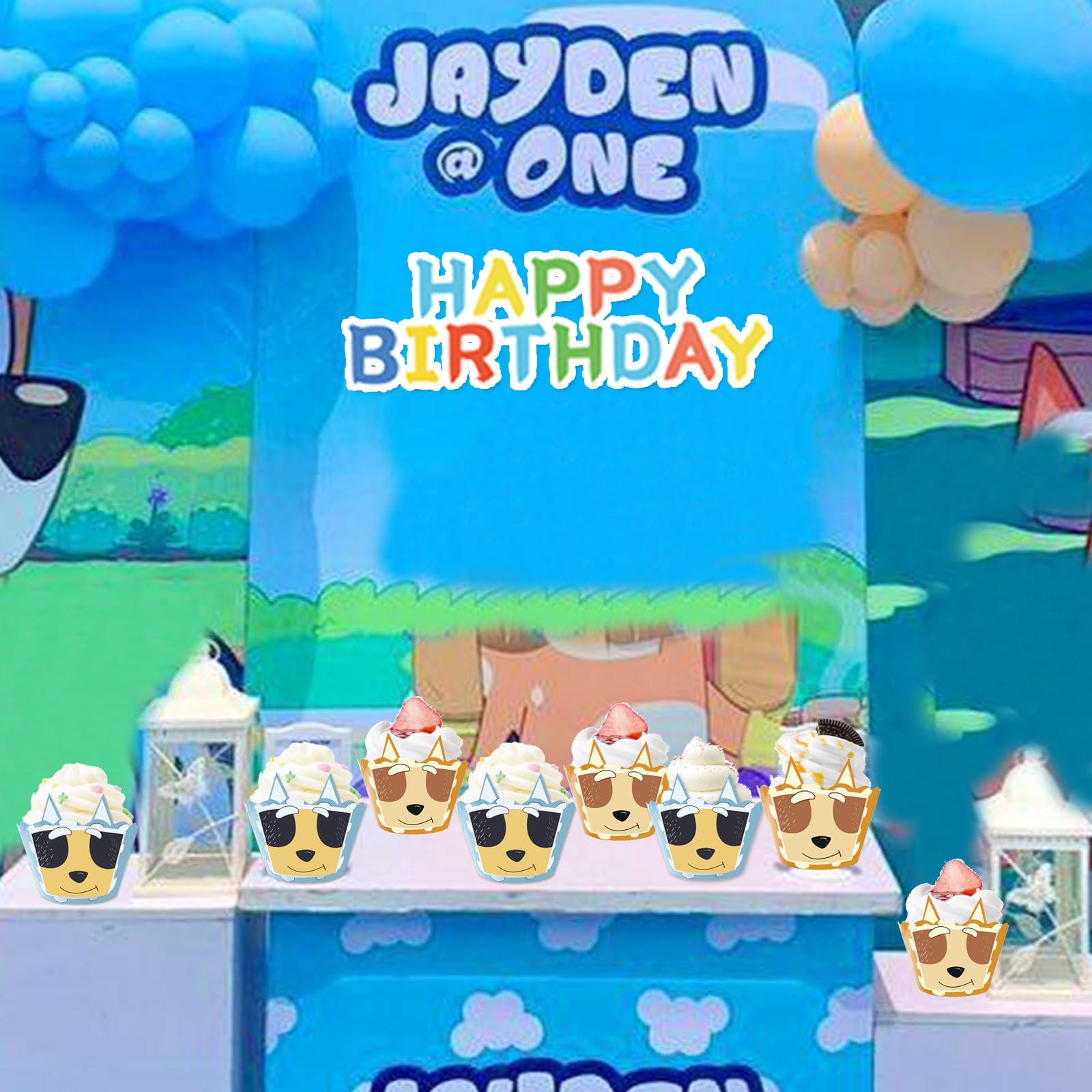Cartoon Blue Dog Cupcake Wrappers 20pcs Dog Family Cupcake Liners Baking Cups for Blue Dog Theme Birthday Party Supplies Baby Shower Decorations
