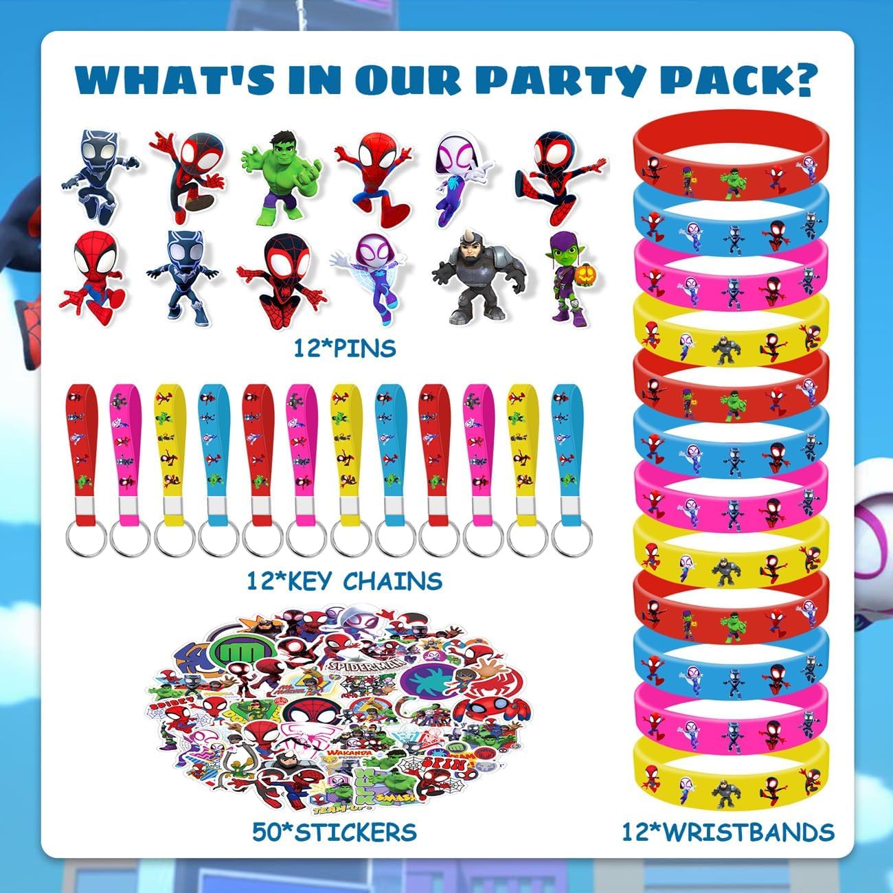 sAleix Spidey Birthday Party Supplies, 86Pcs Party Gifts and Toy Set for Spider Theme Party