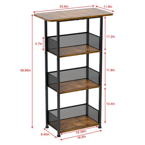 Eyteenokk Wine Rack Freestanding Floor:4 Tier Whiskey Wine Rack Mini Bar Cart,Liquor Cabinet-Home Bar for Bottles,Cocktail Shaker,Mugs-(23.6 * 11.8 * 40inch)