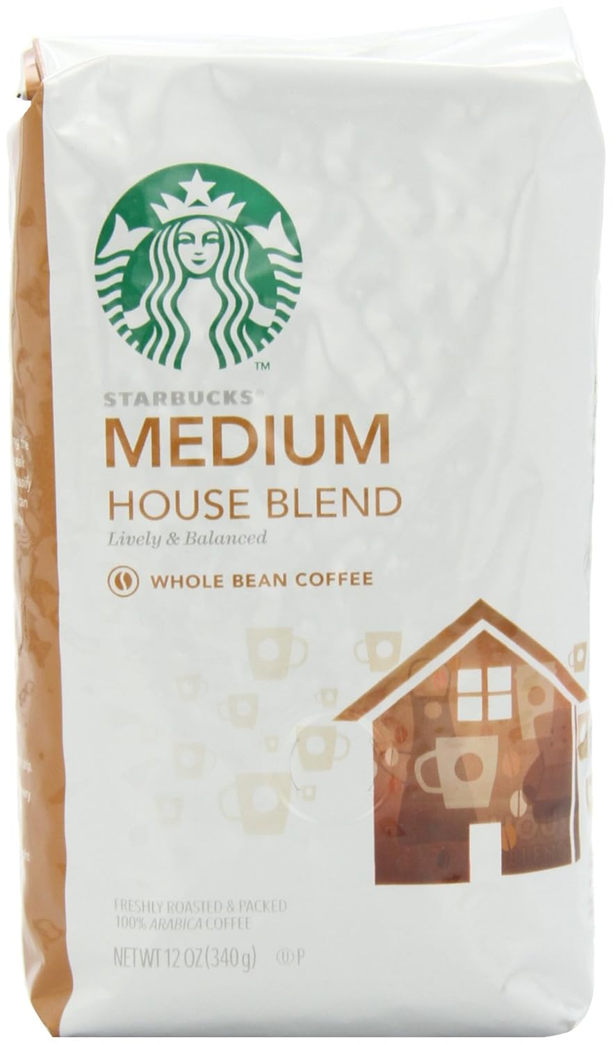 Starbucks Whole Bean Coffee - House Blend, Rich Flavor, 12 Ounce (Pack of 6)
