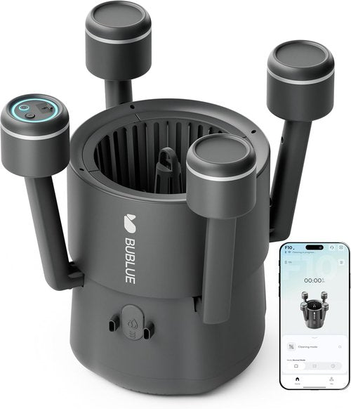 BUBLUE F10 Pool Skimmer Robot - App-Controlled Cleaner with AI Navigation & Powerful Suction | 5L Filter, Space Gray
