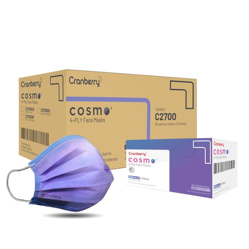 Cranberry USA C2700CBcase Cosmo Earloop Face Mask, Disposable, Blue (Pack of 400)