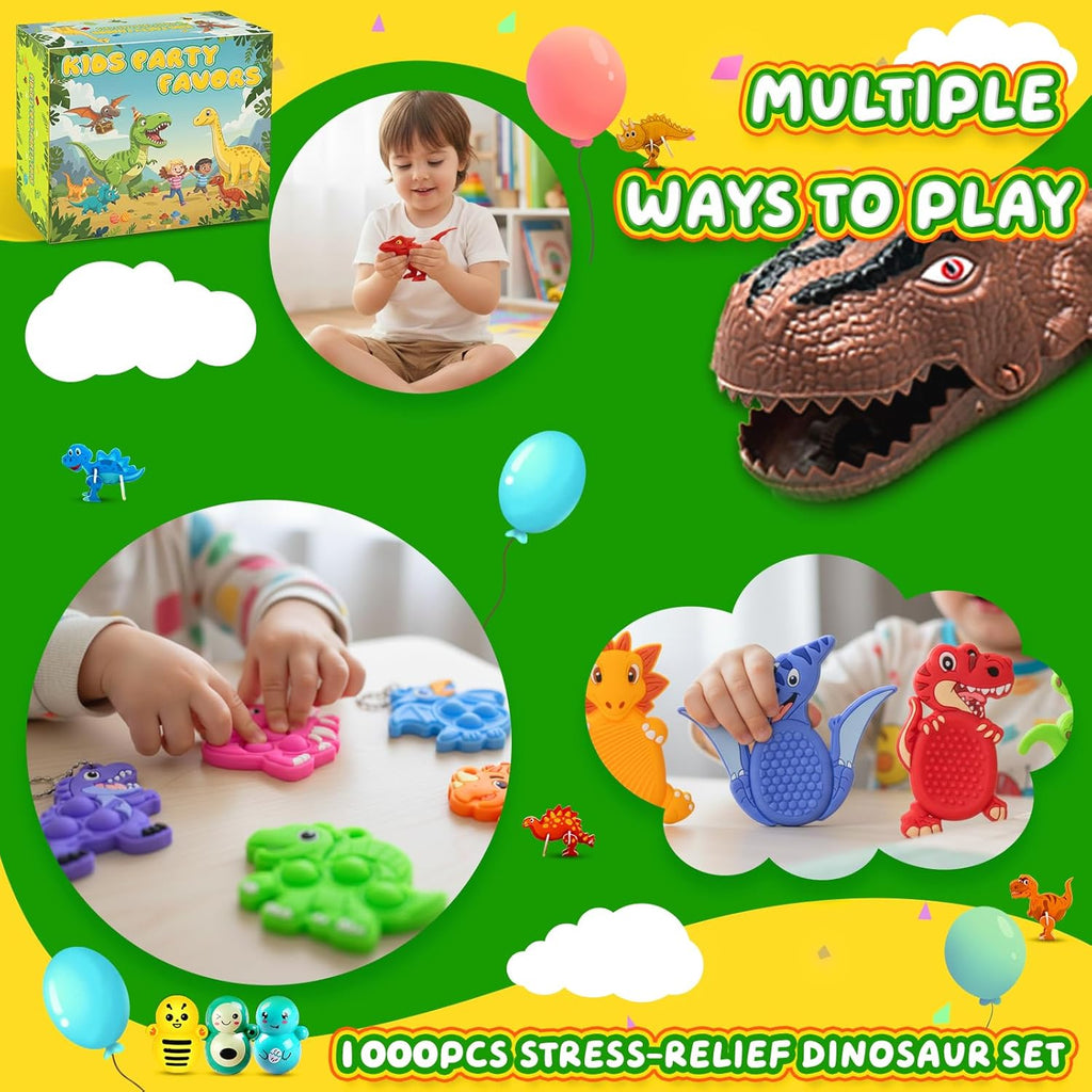 Skiennix Dinosaur Sensory Fidget Toys - 1000 PCS Bulk Party Favors for Kids | Perfect for Easter Egg Fillers & Classroom Prizes