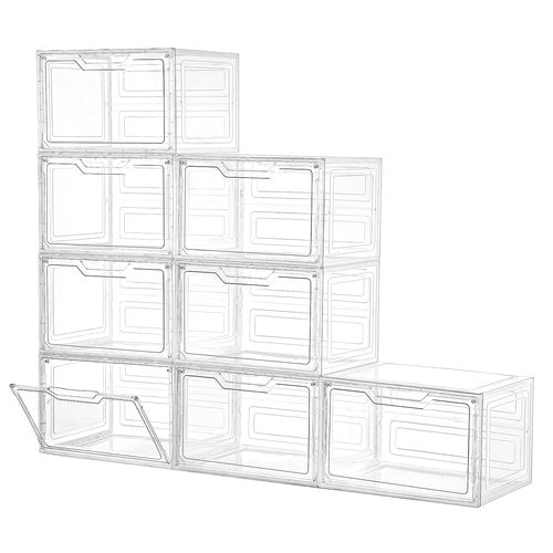 Freebat Closet Organizers and Storage, Acrylic Clear Plastic Storage Bins with Magnetic Door, 8 Pack Storage Containers for Clothes Home Organization Purse Bag Cabinet Display Closet Organizer System