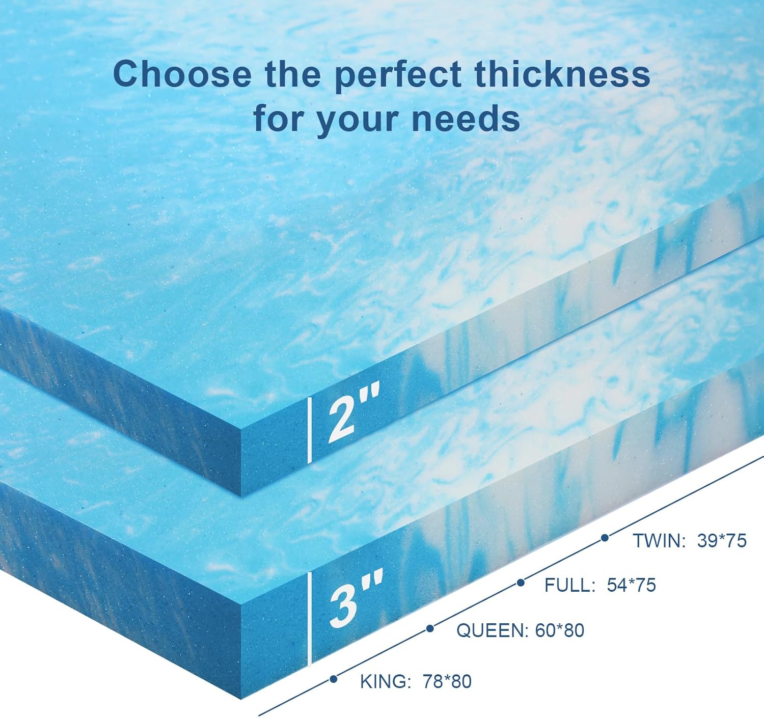 Skiennix Gel Memory Foam Mattress Topper - Twin Size Cooling Bed Topper for Back Pain Relief