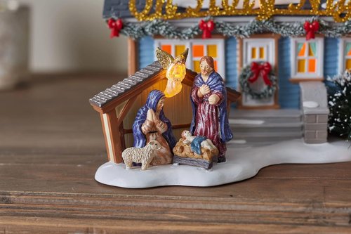 Department 56 Snow Village | Oh Holy Night House & Angels Lit Building Set - 6.46 Inch, Multicolor